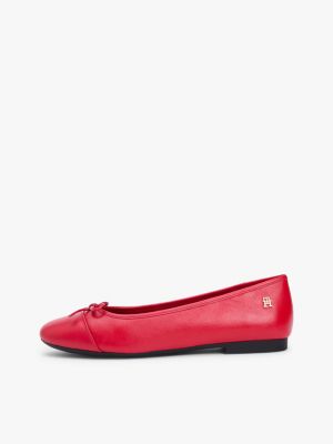 red th monogram leather ballerinas for women tommy hilfiger