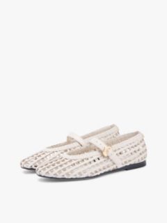 Woven Mary Jane Ballerinas — Beige 2