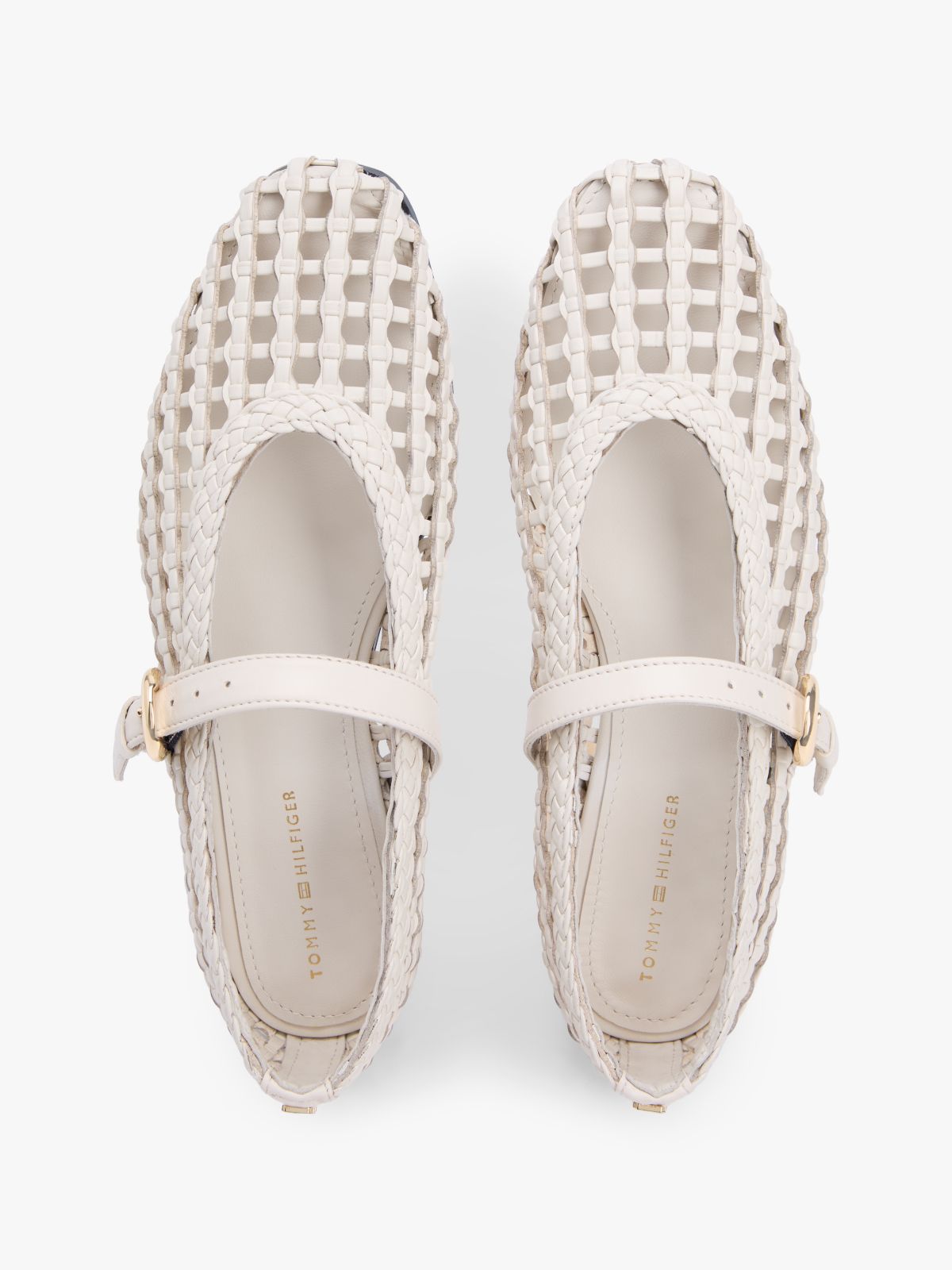 Woven Mary Jane Ballerinas — Beige