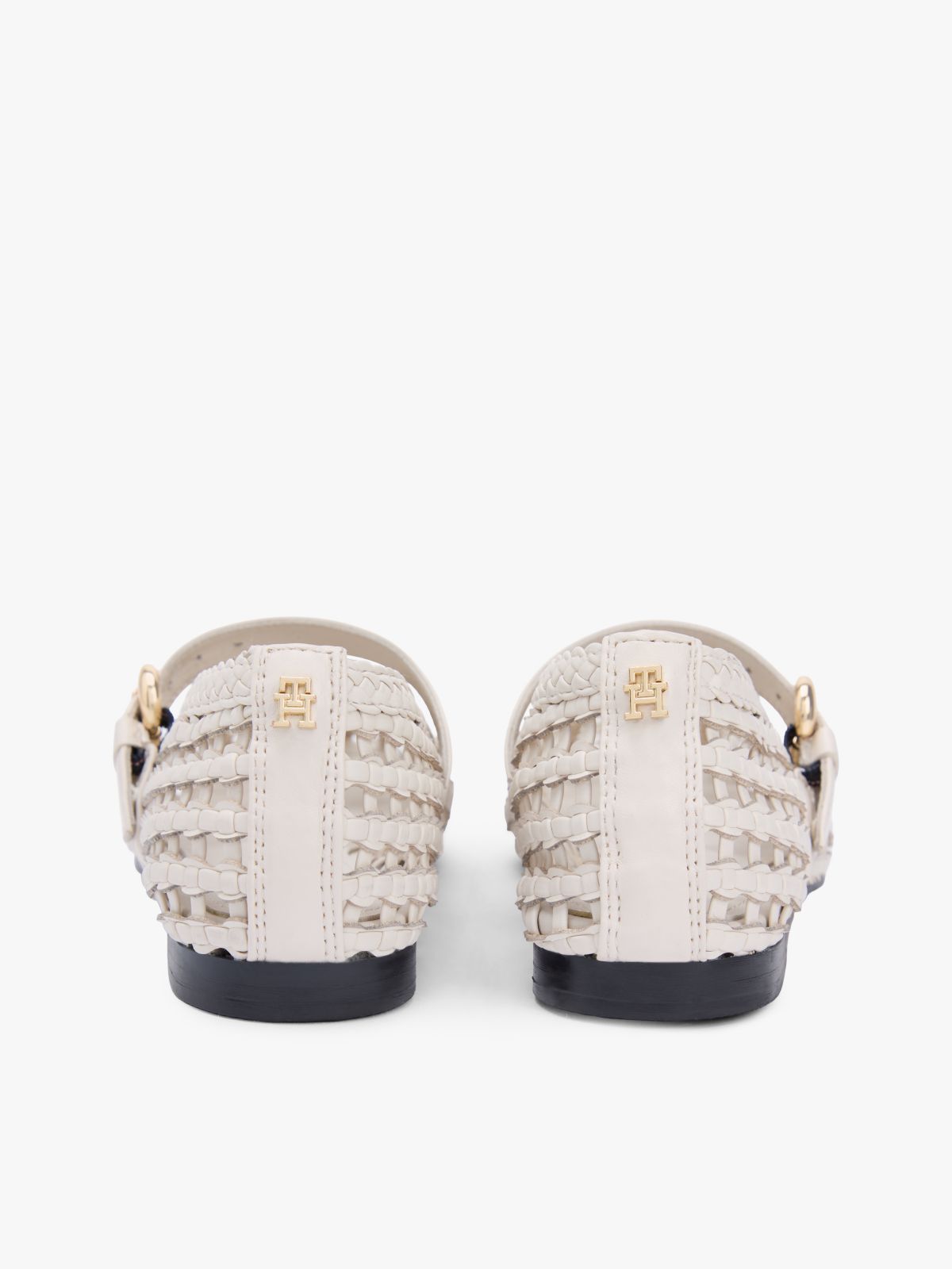 Woven Mary Jane Ballerinas — Beige