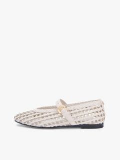 Woven Mary Jane Ballerinas — Beige 7