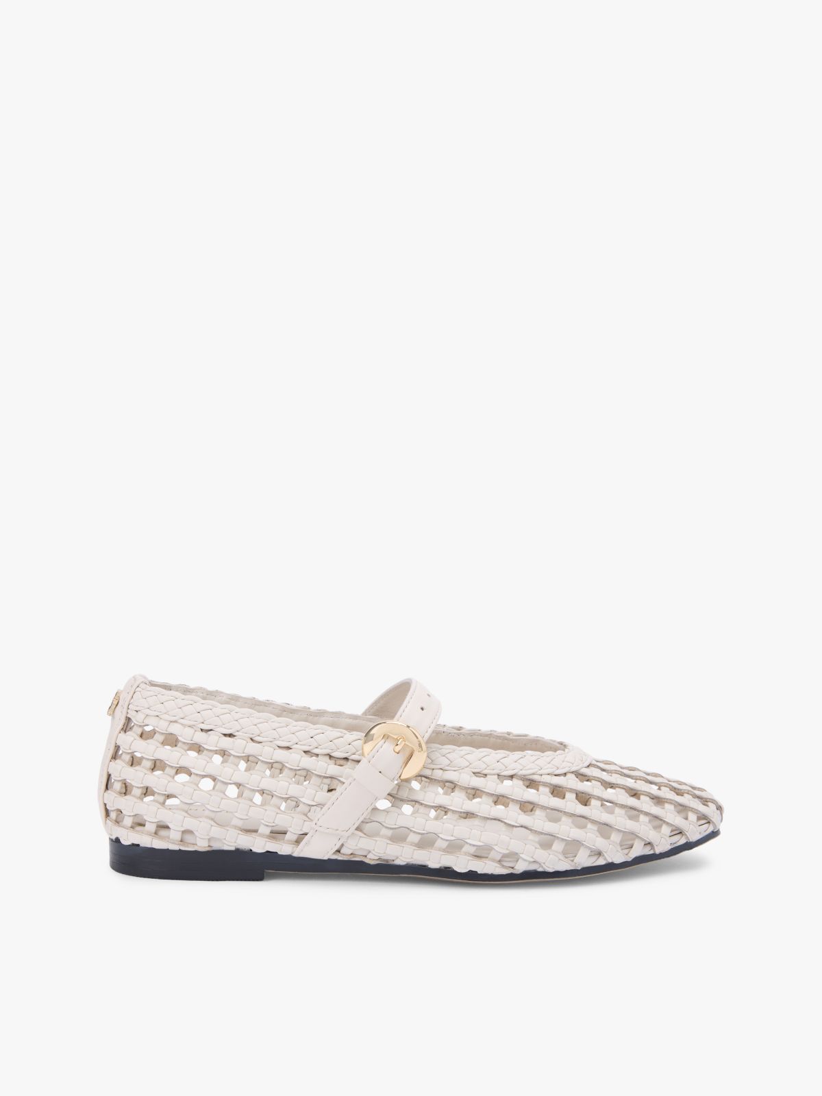 Woven Mary Jane Ballerinas — Beige