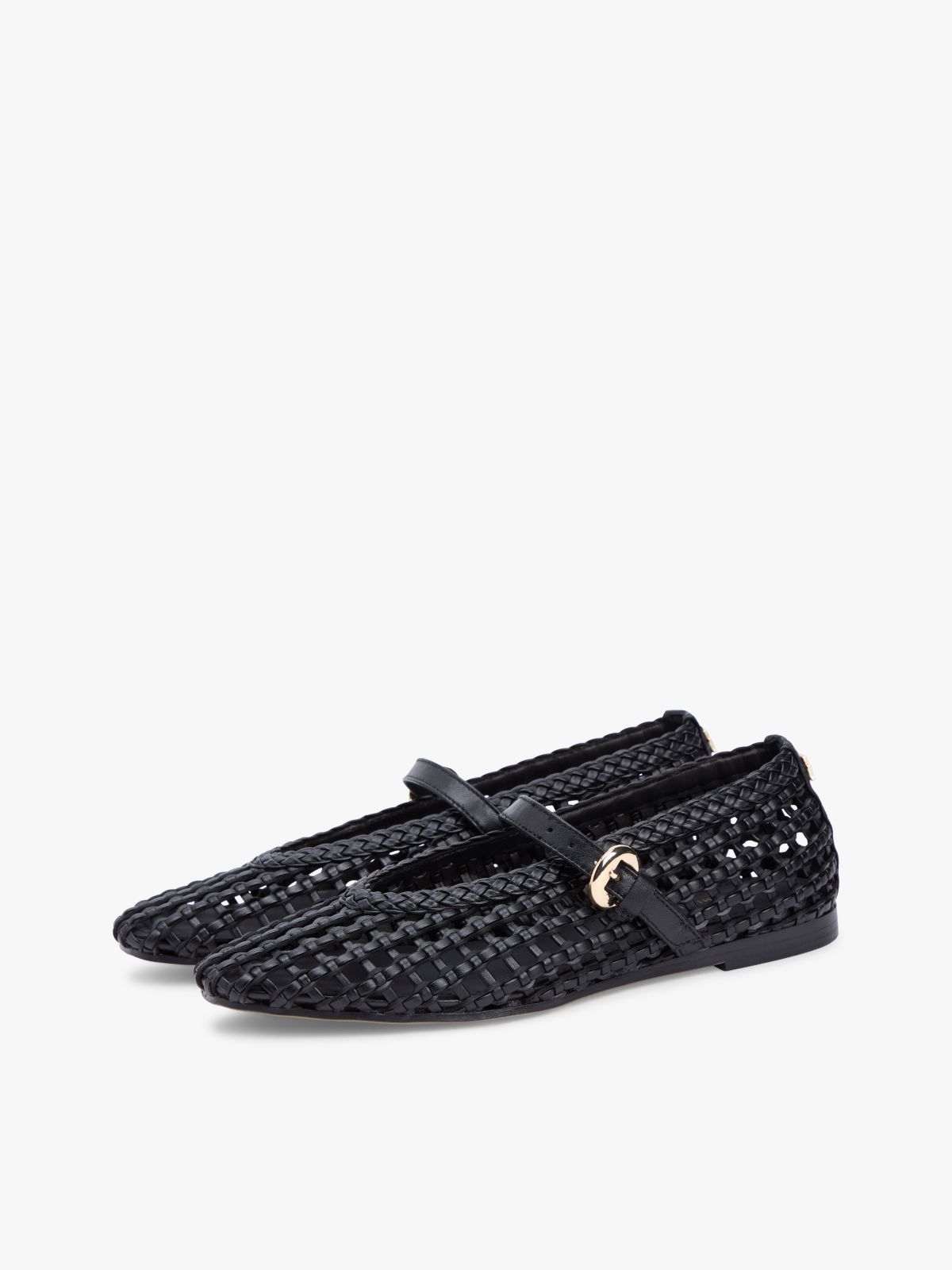Woven Mary Jane Ballerinas — Black