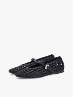 Woven Mary Jane Ballerinas — Black 2