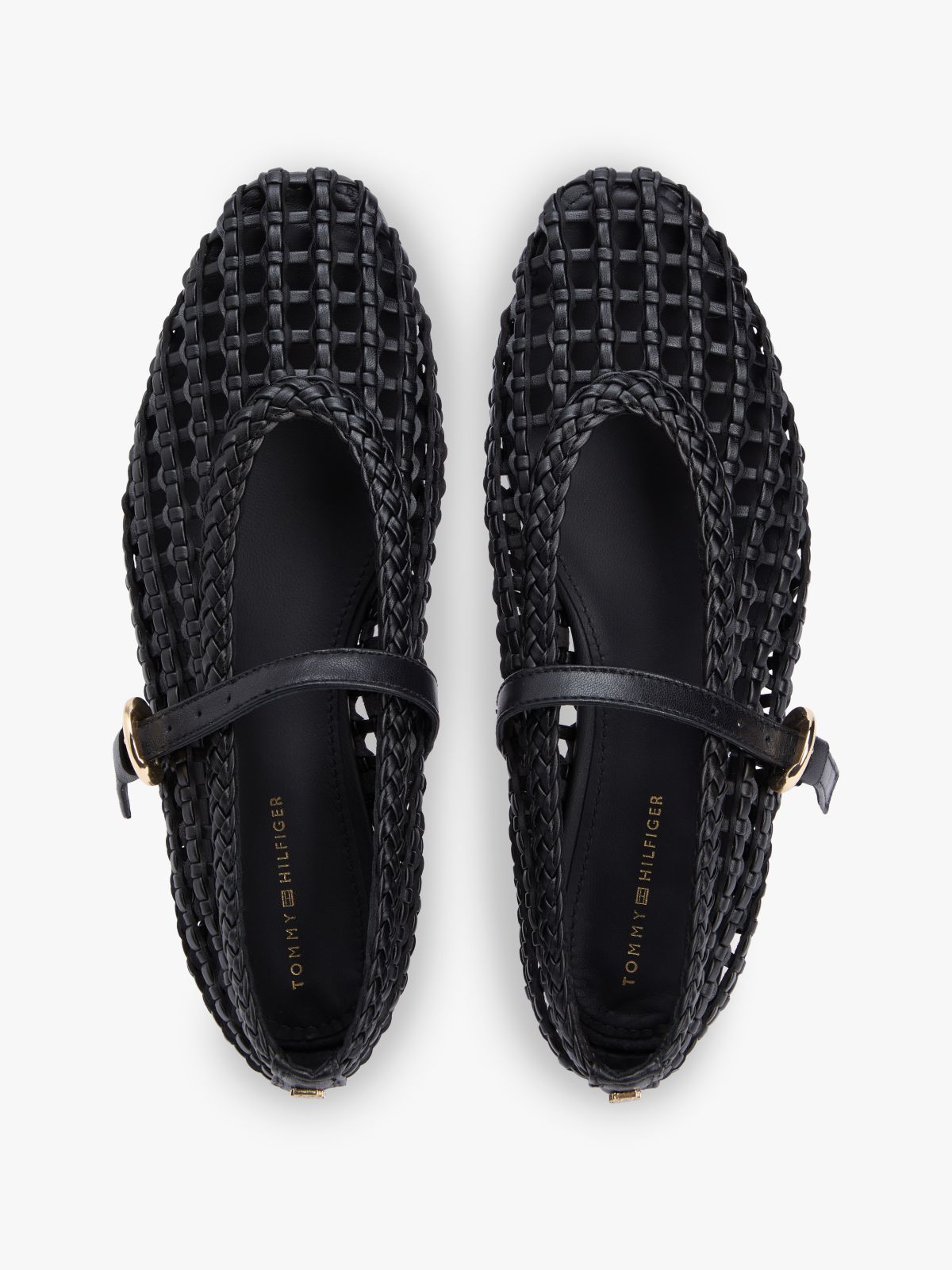 Woven Mary Jane Ballerinas — Black