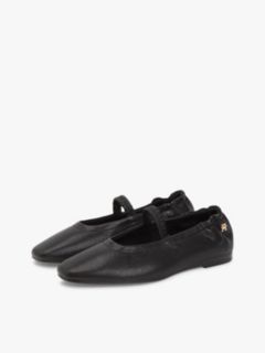 Leather Elasticated Strap Ballerinas — Black 2