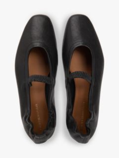 Leather Elasticated Strap Ballerinas — Black 3