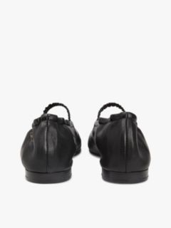 Leather Elasticated Strap Ballerinas — Black 4