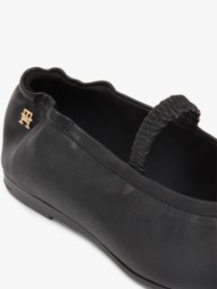 Leather Elasticated Strap Ballerinas — Black 6