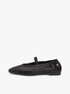 Leather Elasticated Strap Ballerinas — Black 7