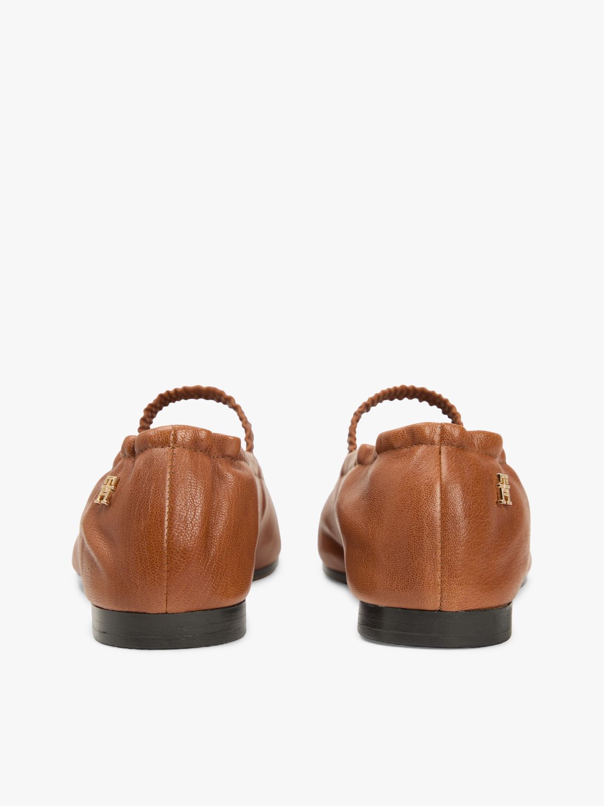 Leather Elasticated Strap Ballerinas — Brown