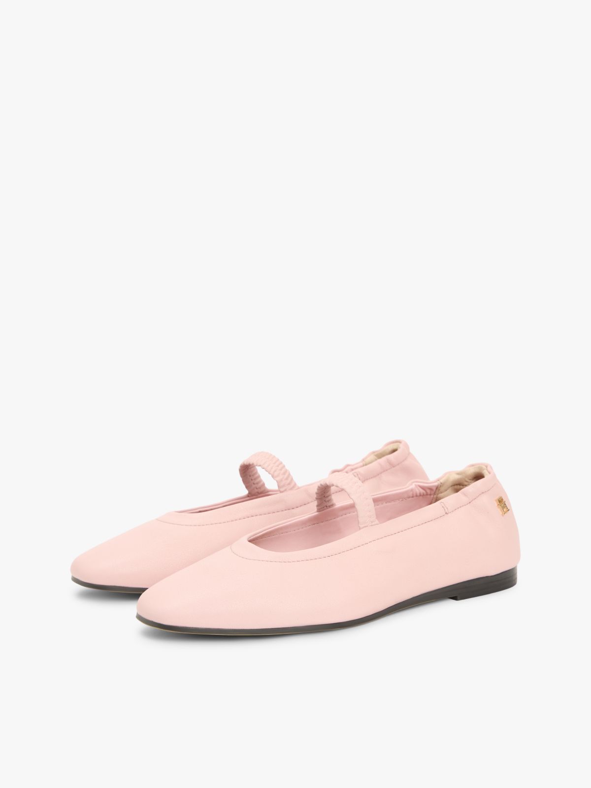 Leather Elasticated Strap Ballerinas — Pink
