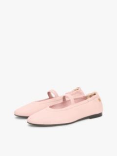 Leather Elasticated Strap Ballerinas — Pink 2
