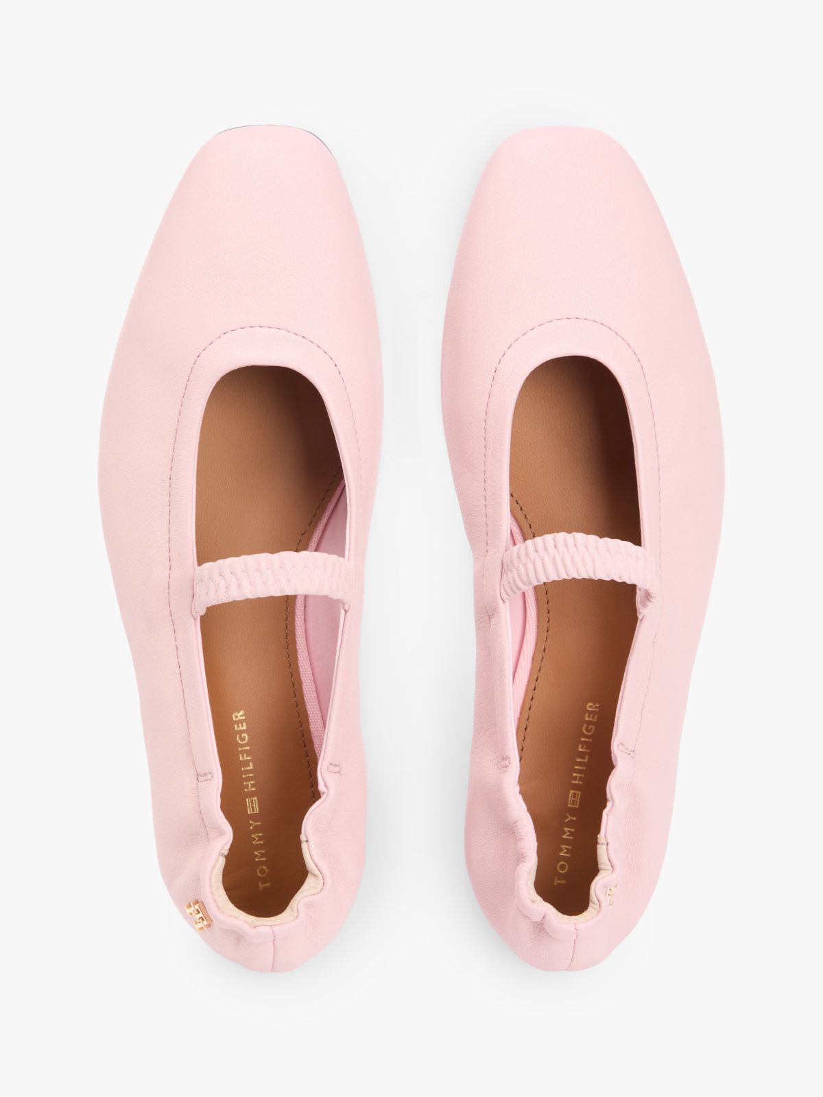Leather Elasticated Strap Ballerinas — Pink