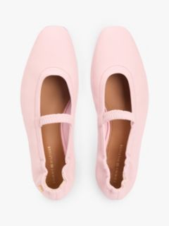Leather Elasticated Strap Ballerinas — Pink 3