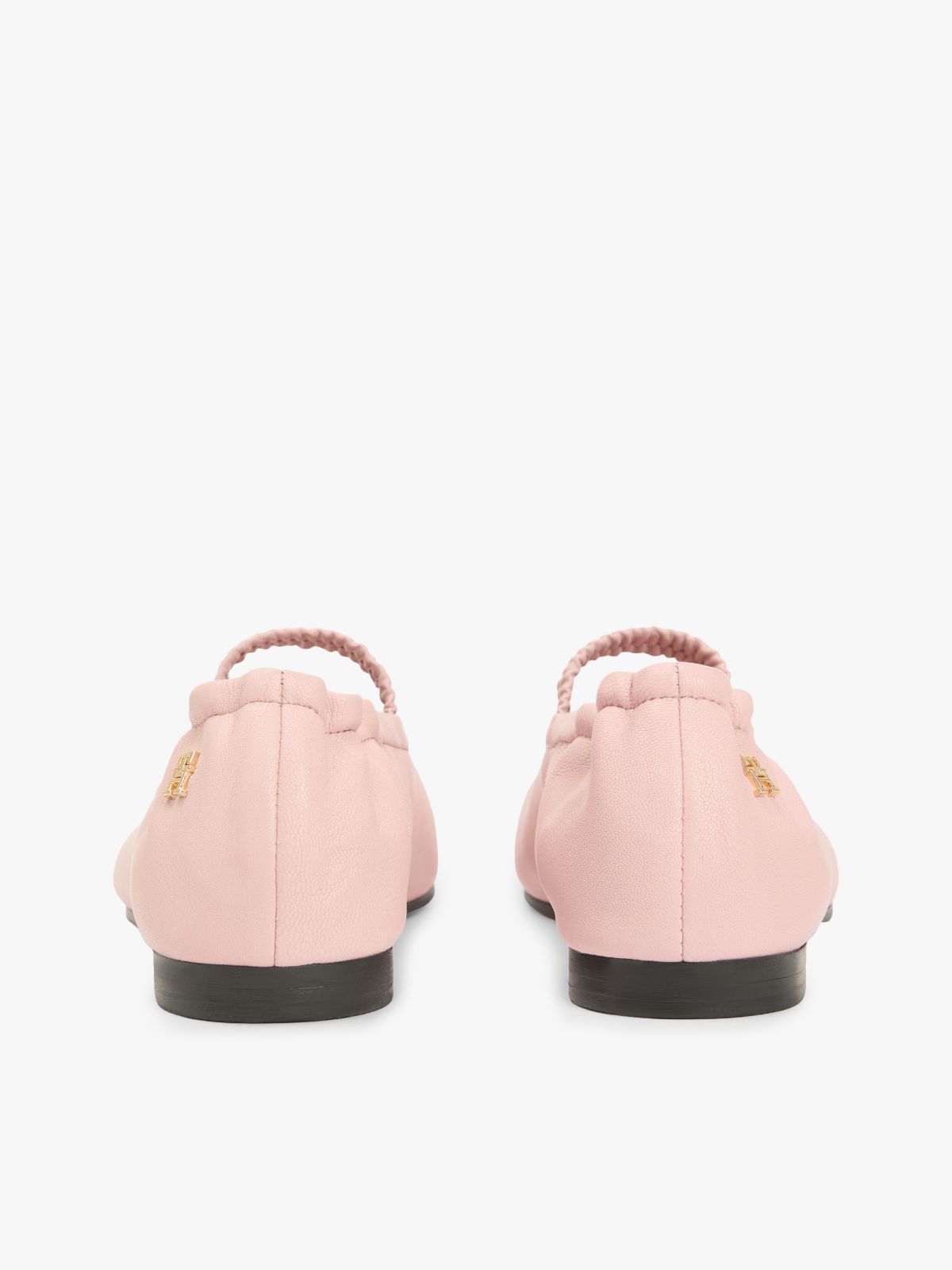 Leather Elasticated Strap Ballerinas — Pink