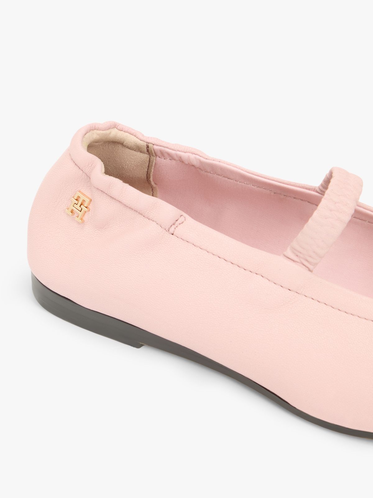 Leather Elasticated Strap Ballerinas — Pink