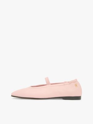 ballerine in pelle con cinturino elastico rosa da donne tommy hilfiger
