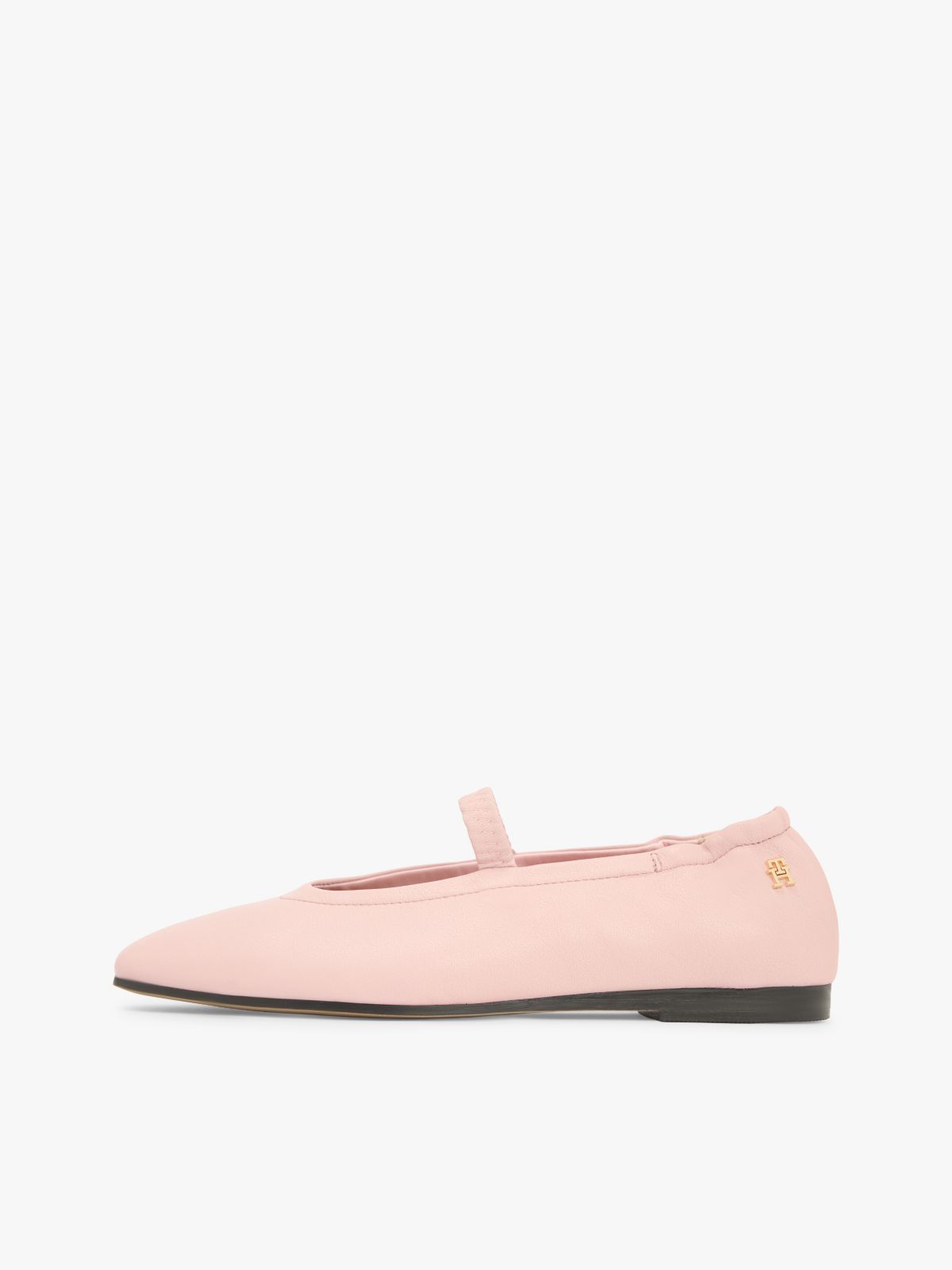 Leather Elasticated Strap Ballerinas — Pink