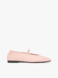 Leather Elasticated Strap Ballerinas — Pink 1