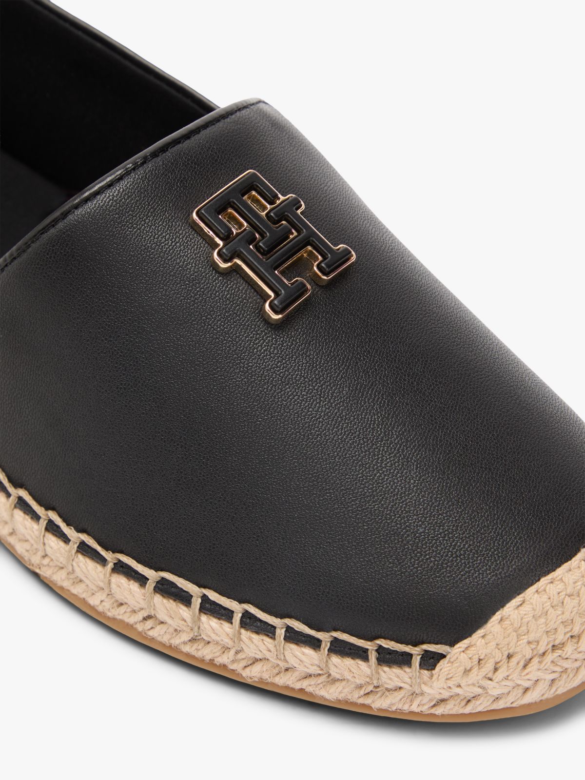 TH Monogram Leather Espadrilles — Black