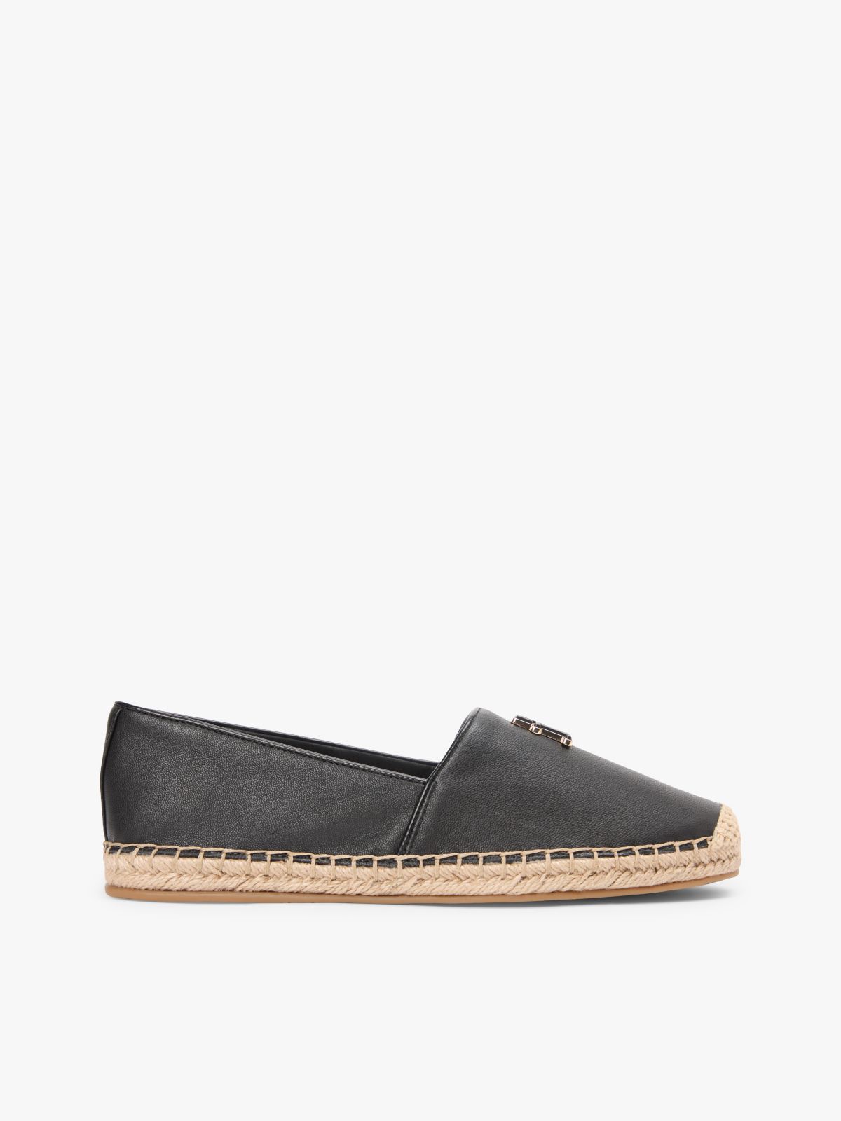 TH Monogram Leather Espadrilles — Black