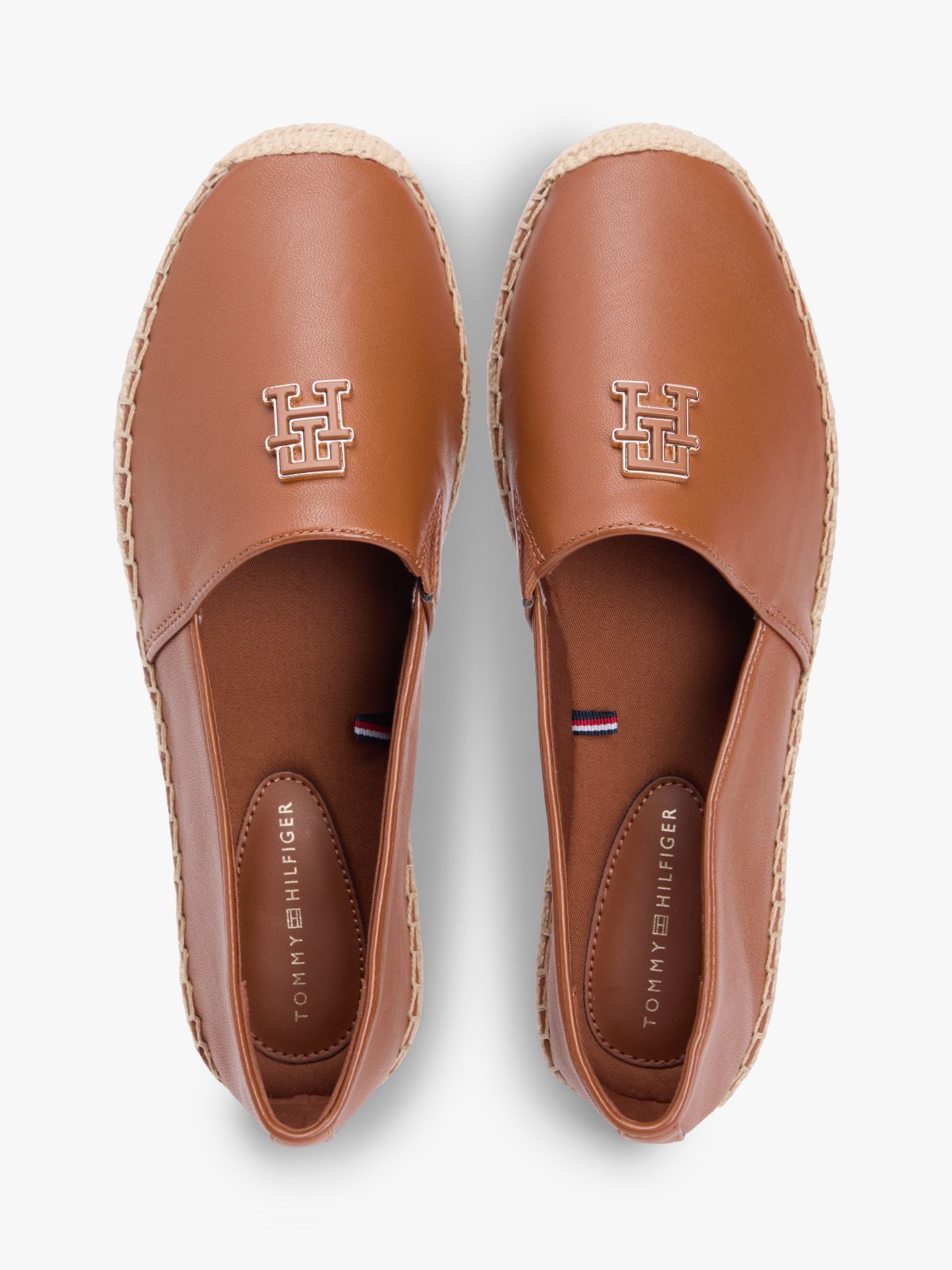 TH Monogram Leather Espadrilles — Brown