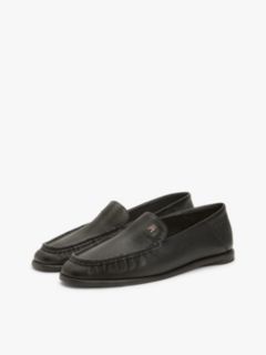 Leather Ruched Toe Loafers — Black 2