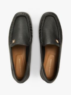 Leather Ruched Toe Loafers — Black 3