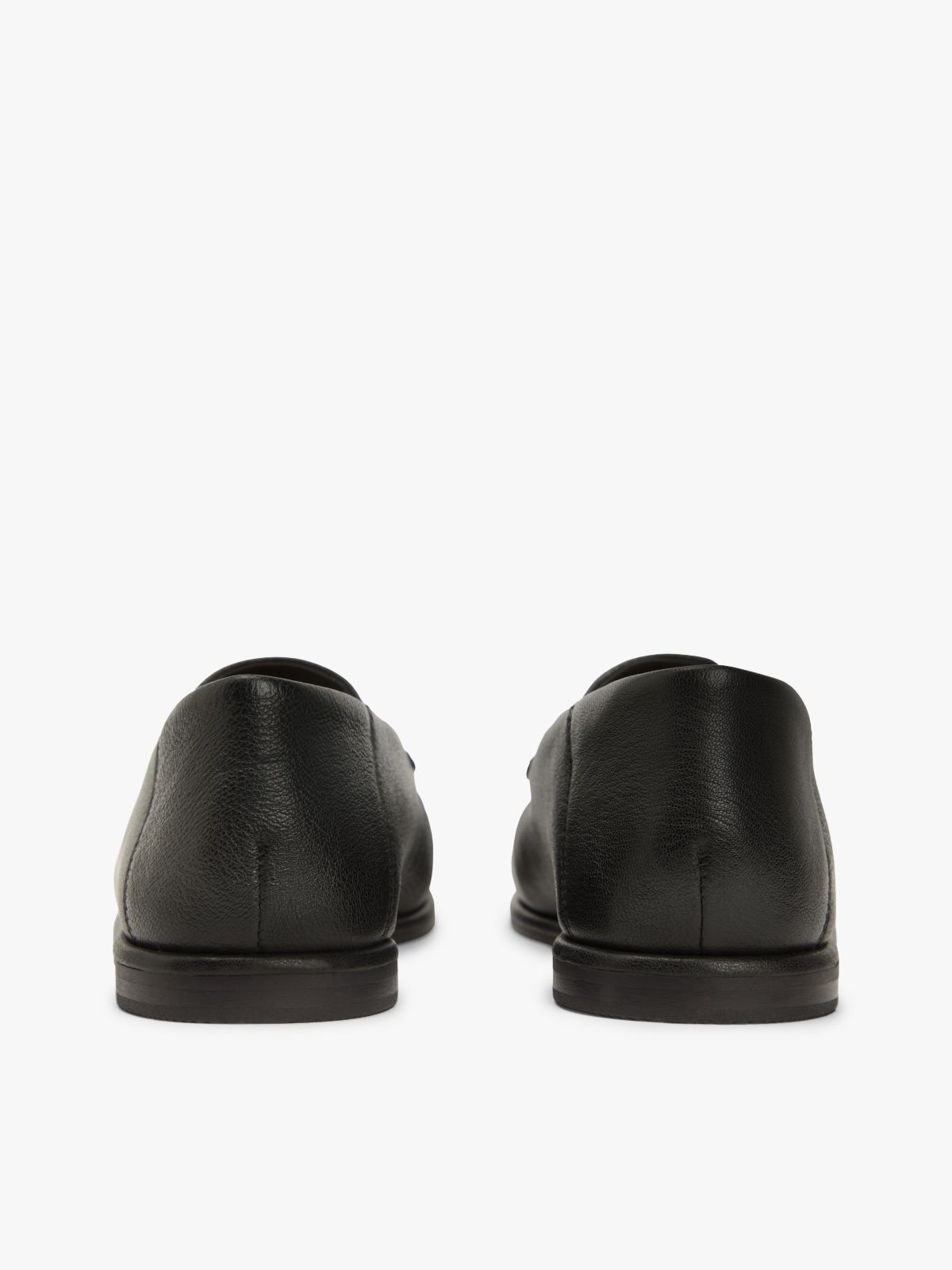 Leather Ruched Toe Loafers — Black