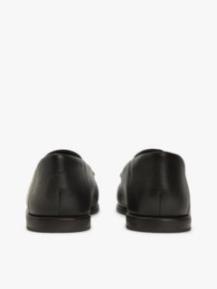 Leather Ruched Toe Loafers — Black 4