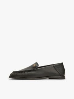 Leather Ruched Toe Loafers — Black 7