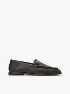 Leather Ruched Toe Loafers — Black 1