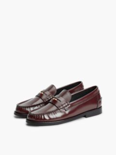 Shiny Leather Penny Loafers — Red 2
