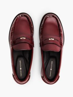 Shiny Leather Penny Loafers — Red 3