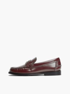 Shiny Leather Penny Loafers — Red 7