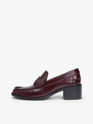 rot lackleder-loafer mit blockabsatz für damen - tommy hilfiger