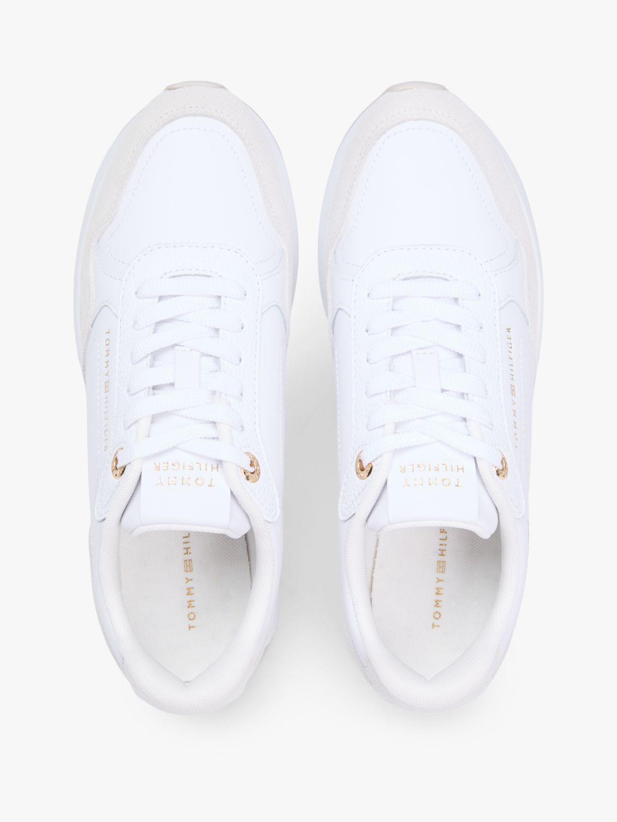 Embossed TH Monogram Leather Trainers — White
