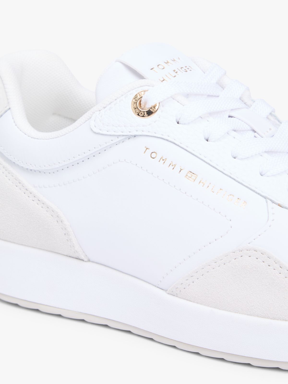 Embossed TH Monogram Leather Trainers — White