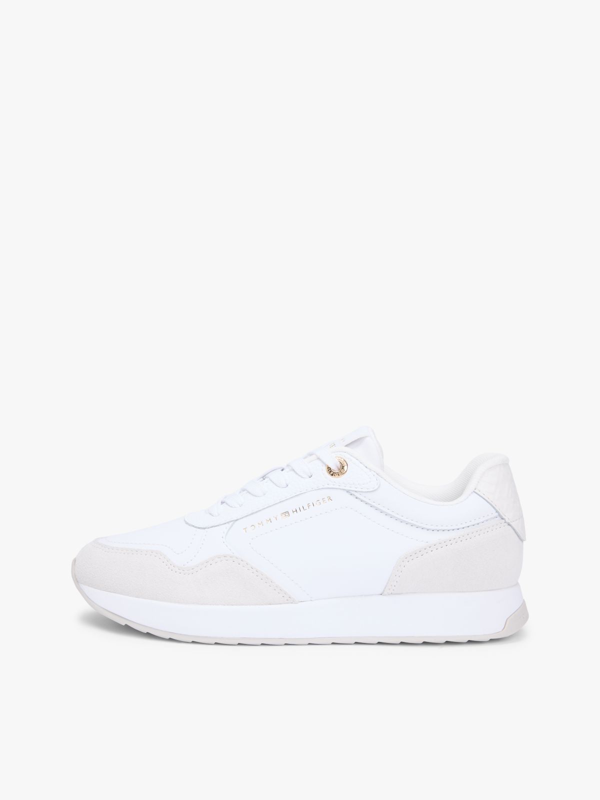 Embossed TH Monogram Leather Trainers — White