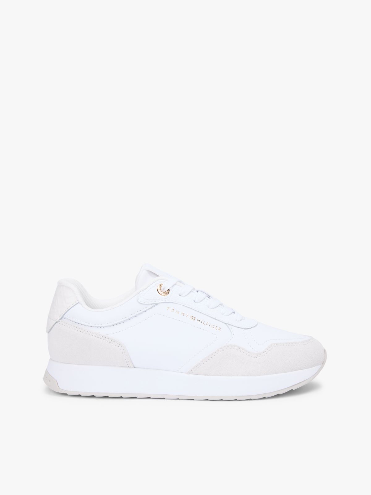 Embossed TH Monogram Leather Trainers — White