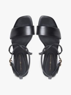Leather Open Toe High Heels — Black 3