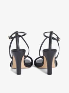 Leather Open Toe High Heels — Black 4