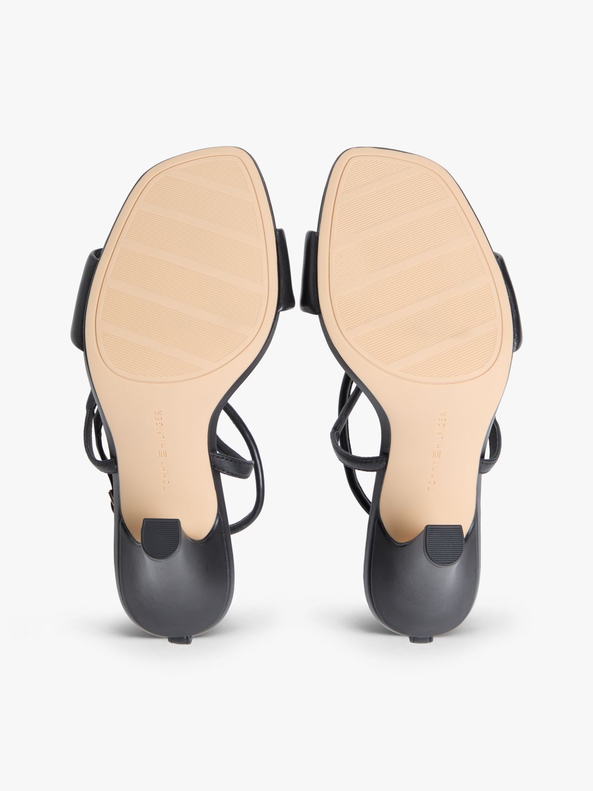 Leather Open Toe High Heels — Black