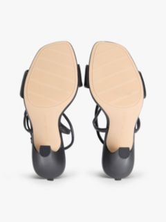 Leather Open Toe High Heels — Black 5