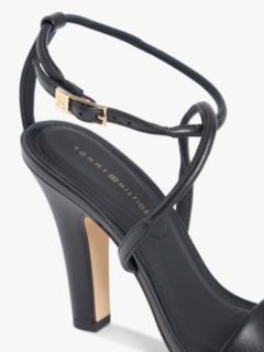 Leather Open Toe High Heels — Black 6