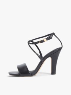 Leather Open Toe High Heels — Black 7