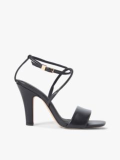 Leather Open Toe High Heels — Black 1
