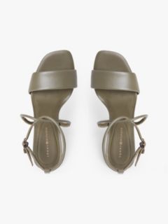 Leather Open Toe High Heels — Khaki 3