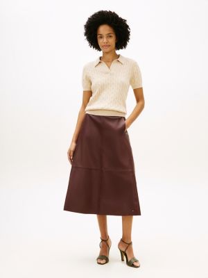 khaki stiletto-ledersandale mit offener zehenpartie für damen - tommy hilfiger